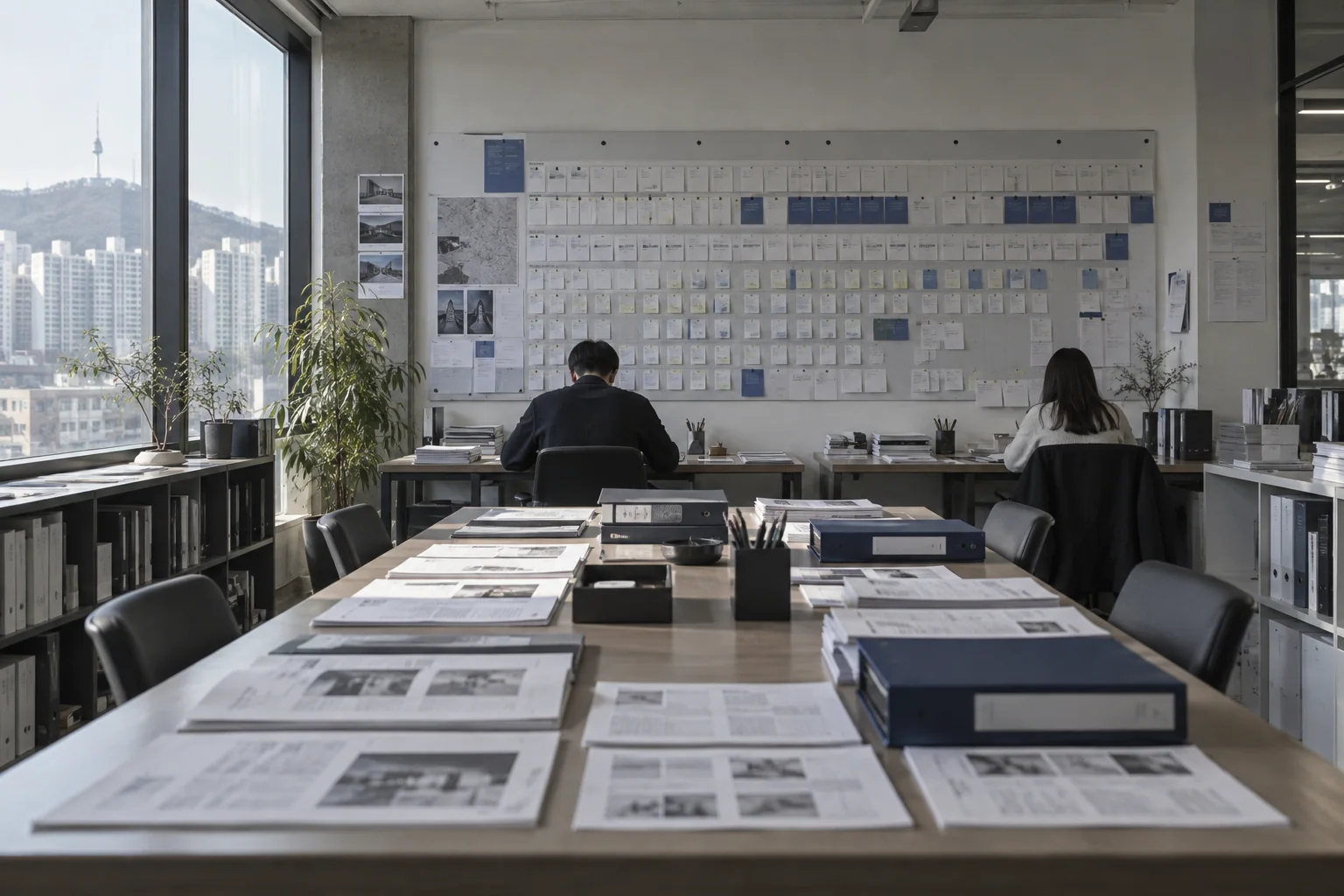 An education operations room with organized material and a planning board